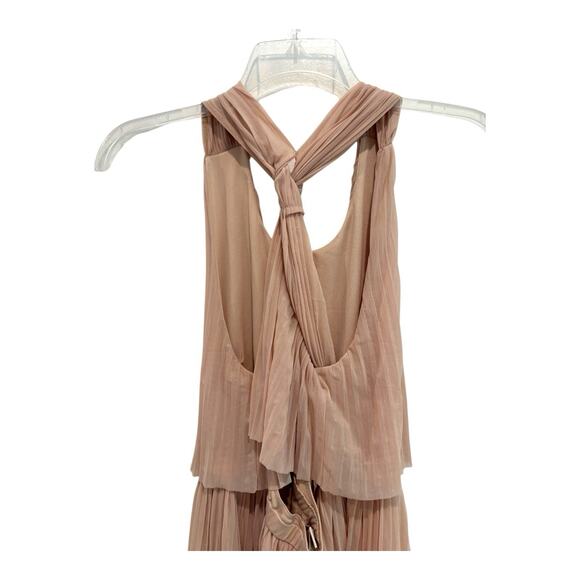 H M Dress Women 10 Chiffon Pleated Racer Back‎ Layered Semi Sheer Wedding Date - Picture 5 of 10